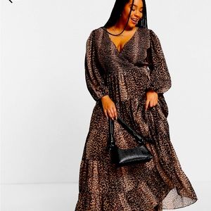 Plus size leopard print maxi dress